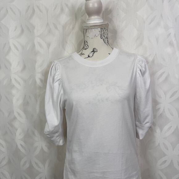 Frame‎ Cotton Frankie White Puff Sleeve Tee  Size S - Picture 8 of 16